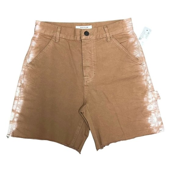NWT PacSun Latte High Waisted Boyfriend Carpenter Shorts 90’s 23 24 25 26 Long - Picture 7 of 12
